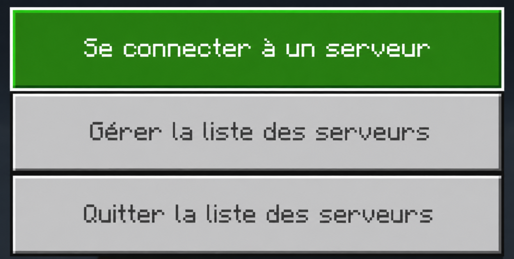 Bouton Se connecter à un serveur dans BedrockConnect