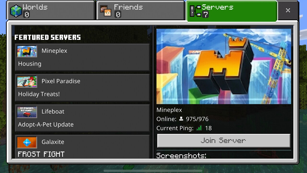 Liste des serveurs Minecraft Bedrock