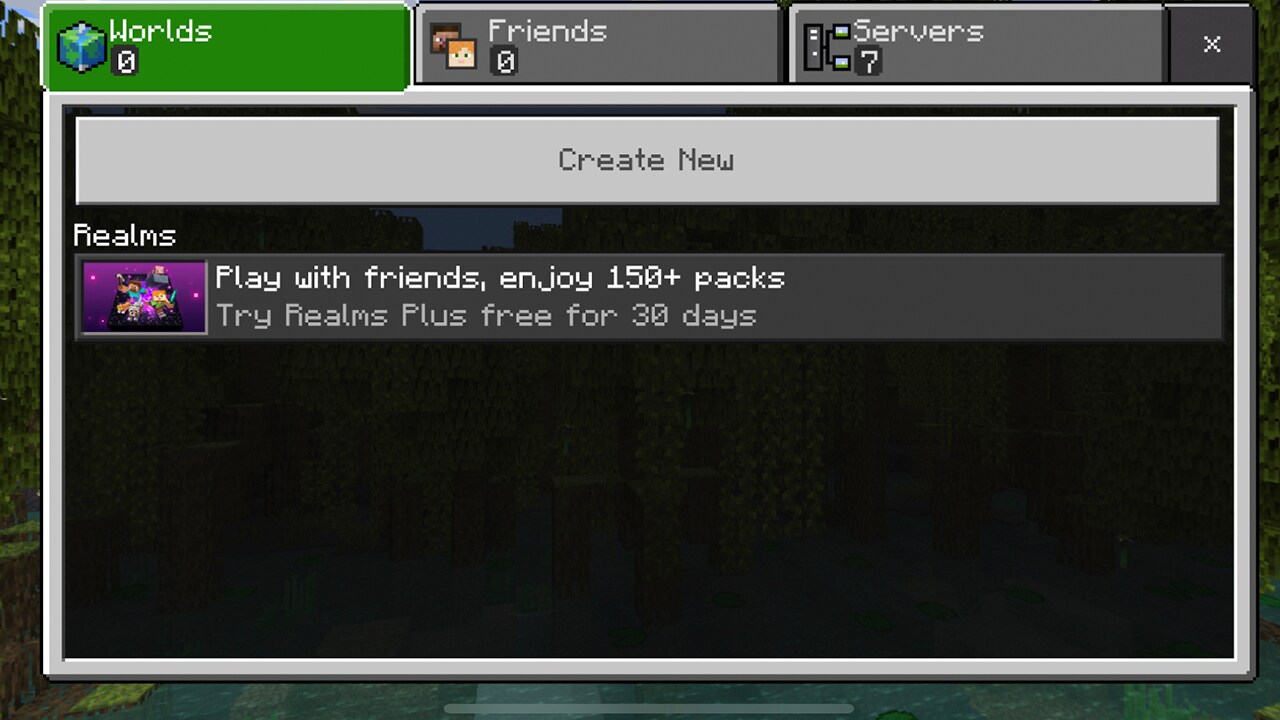 Onglet Serveurs de Minecraft Bedrock